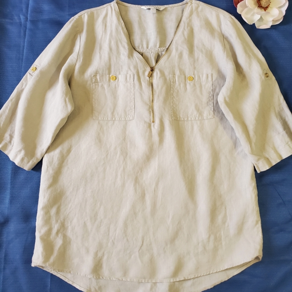 Company Ellen Tracy 100% Linen beige tunic, Size Large